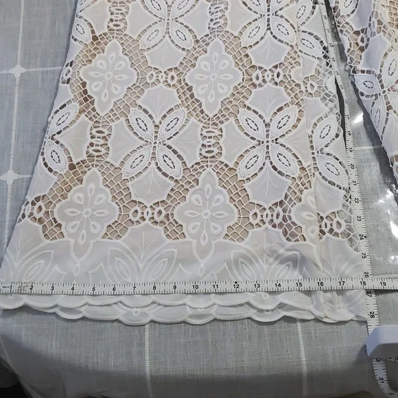 NWT NY&Co Women's Just Me Tie Strap Sweetheart Neckline Crochet Jumpsuit, Size L - Picture 13 of 17